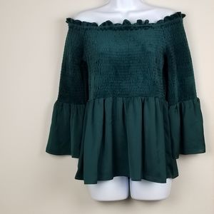 Jane & Delancey velour peasant blouse